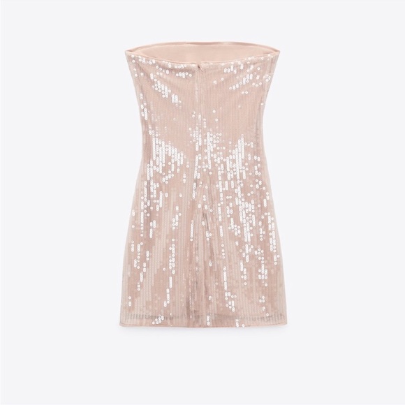 ZARA PINK STRAPLESS SEQUIN DRESS - Picture 13 of 15